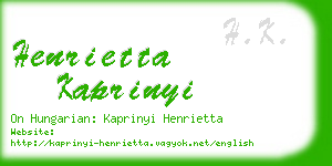 henrietta kaprinyi business card